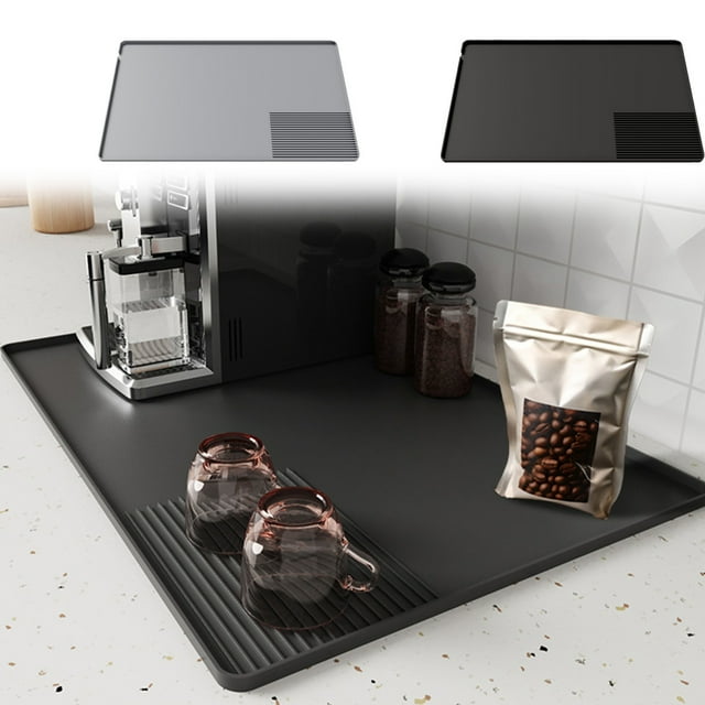 mtvxesu Multi-Function Silicone Gel Coffee Mat Tray with Draining Pad for Sink, Dining Table, and Bar, Insulation Partition, 15.75X23.62 Inches, 1 Pack