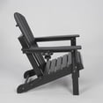 thumbnail image 2 of Adirondack Chair, Outdoor Chair, Folding Chair&nbsp;with Dual Cup Holder, HDPE Composite Folding Design and Wood Texture for Patio, Garden, Deck, Black, 2 of 7