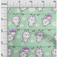 thumbnail image 2 of oneOone Silk Tabby Sea Green Fabric Asian Kawaii Rabbit Sewing Material Print Fabric By The Yard 42 Inch Wide, 2 of 4