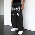 thumbnail image 2 of XINPING Black Pants Men Casual Regular Fit Classic Casual Pants Stretch Beach Pant Lightweight Jogging, Workout Trousers, 2 of 5