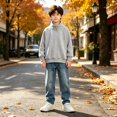 thumbnail image 5 of KAUOD Boys Fleece Quarter Zip Jacket Oversized Stand Collar Pullover Sweatshirts Kids Fall Solid Casual Long Sleeve Preppy Clothes, 5 of 7