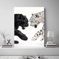 thumbnail image 2 of Mudket Framed White Leopard Canvas Wall Art, Black and White Animal Print Wall Decor, Bold Wildlife Art Ready to Hang - 12"L x 8"W, 2 of 10
