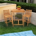 thumbnail image 4 of Sunnydaze Ensemble de Bar d'Extérieur en Bois de Teck 3 Pcs - Brun, 4 of 6