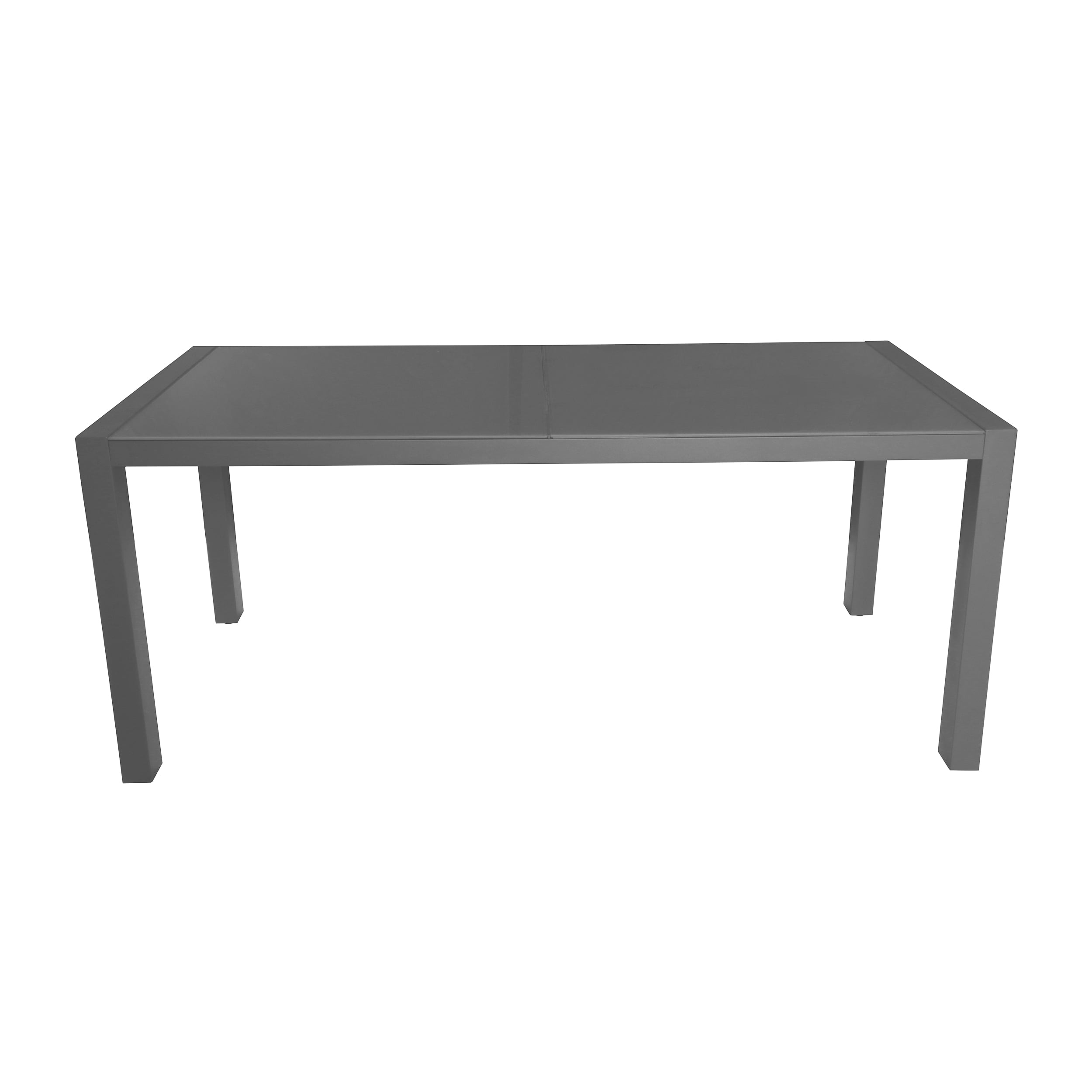 Crane Outdoor Tempered Glass Dining Table with Aluminum Frame, Gray