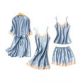thumbnail image 2 of BLVB Womens Pajama Sets 4 Piece Silk Satin Pajamas Cami Shorts Nightgown with Robe Sleepwear Loungewear, 2 of 5