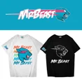 thumbnail image 2 of Camiseta de manga corta en blanco y negro de Mr Beast, de algodón de alta calidad, con cuello redondo y diseño de dibujos animados impresos para hombres y mujeres, 2 of 5