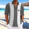 thumbnail image 1 of Camisas hawaianas de moda de verano 2024 con estampado de rayas retro de bolos, camisas de solapa de manga larga para hombres, camisas de vestir para hombres Vaion, 1 of 6