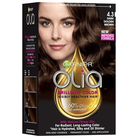 Garnier Olia Oil Powered Permanent Hair Color, 5.35 Medium Gold Mahogany