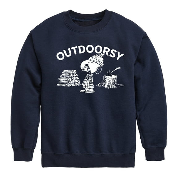 Peanuts - Outdoorsy Snoopy - Toddler & Youth Crewneck Fleece Sweatshirt