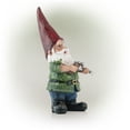 thumbnail image 5 of Alpine Corporation 11" Hunting Garden Gnome Outdoor Statue, Green, 5 of 12