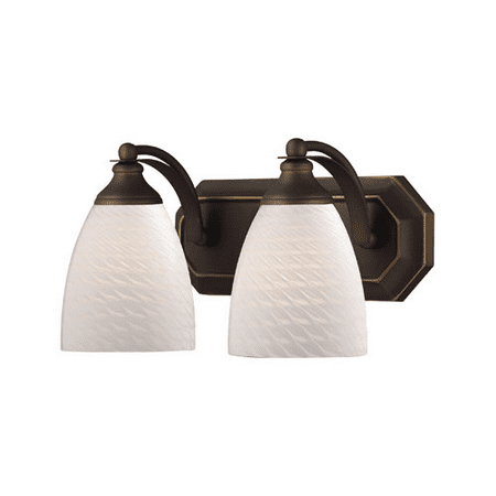

Bathroom Vanity 2 Light With Aged Bronze Finish White Swirl Glass Medium Base 14 inches 120 Watts - World of Lamp