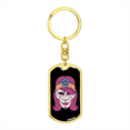 thumbnail image 4 of Calavera Mexican Sugar Skull 8 Color Stainless Steel or 18k Gold Premium Swivel Dog Tag Keychain, 4 of 16