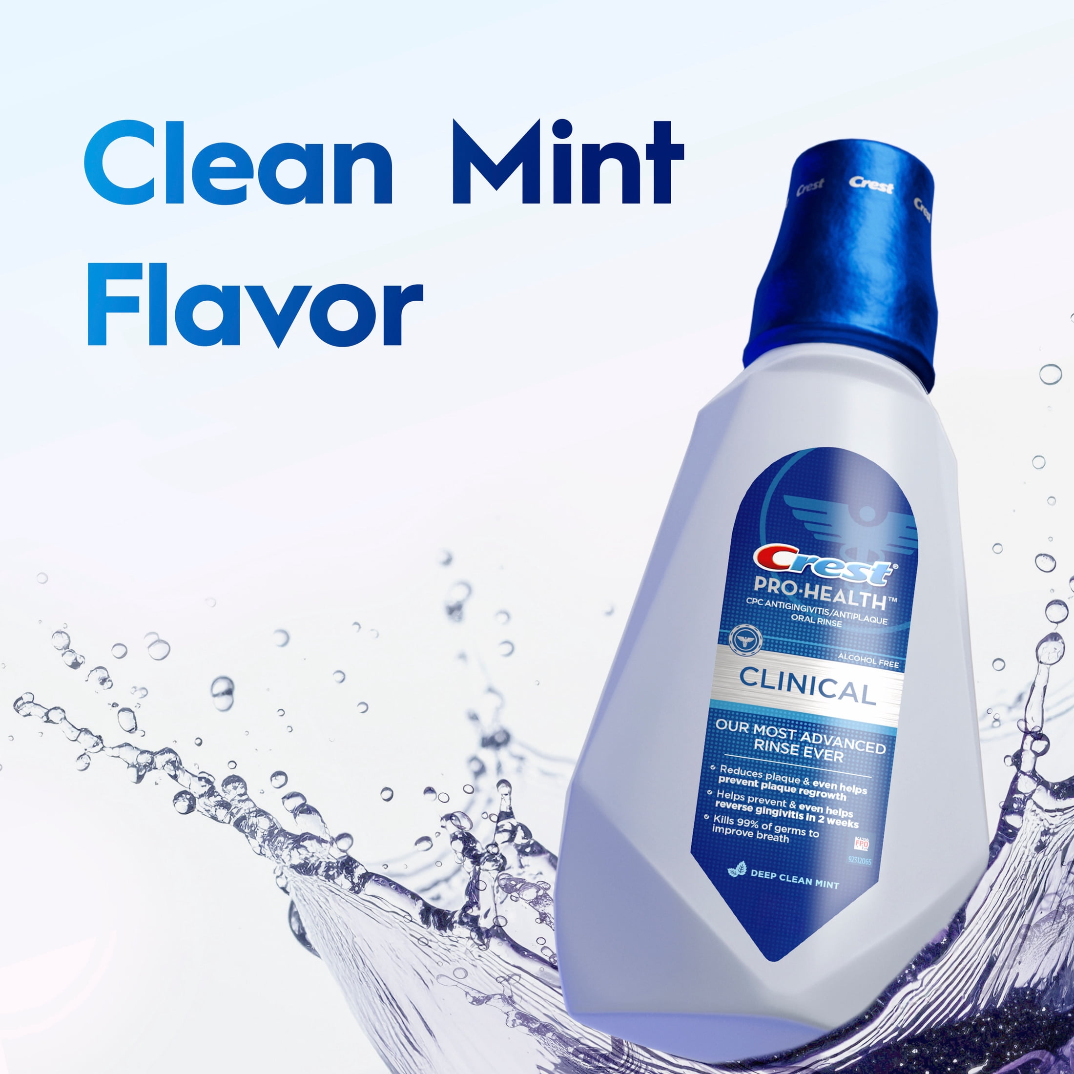 Crest Mouthwash, Pro-Health Clinical Mouthwash, Alcohol Free, Antigingivitis & Antiplaque, Deep Clean Mint- 946 mL