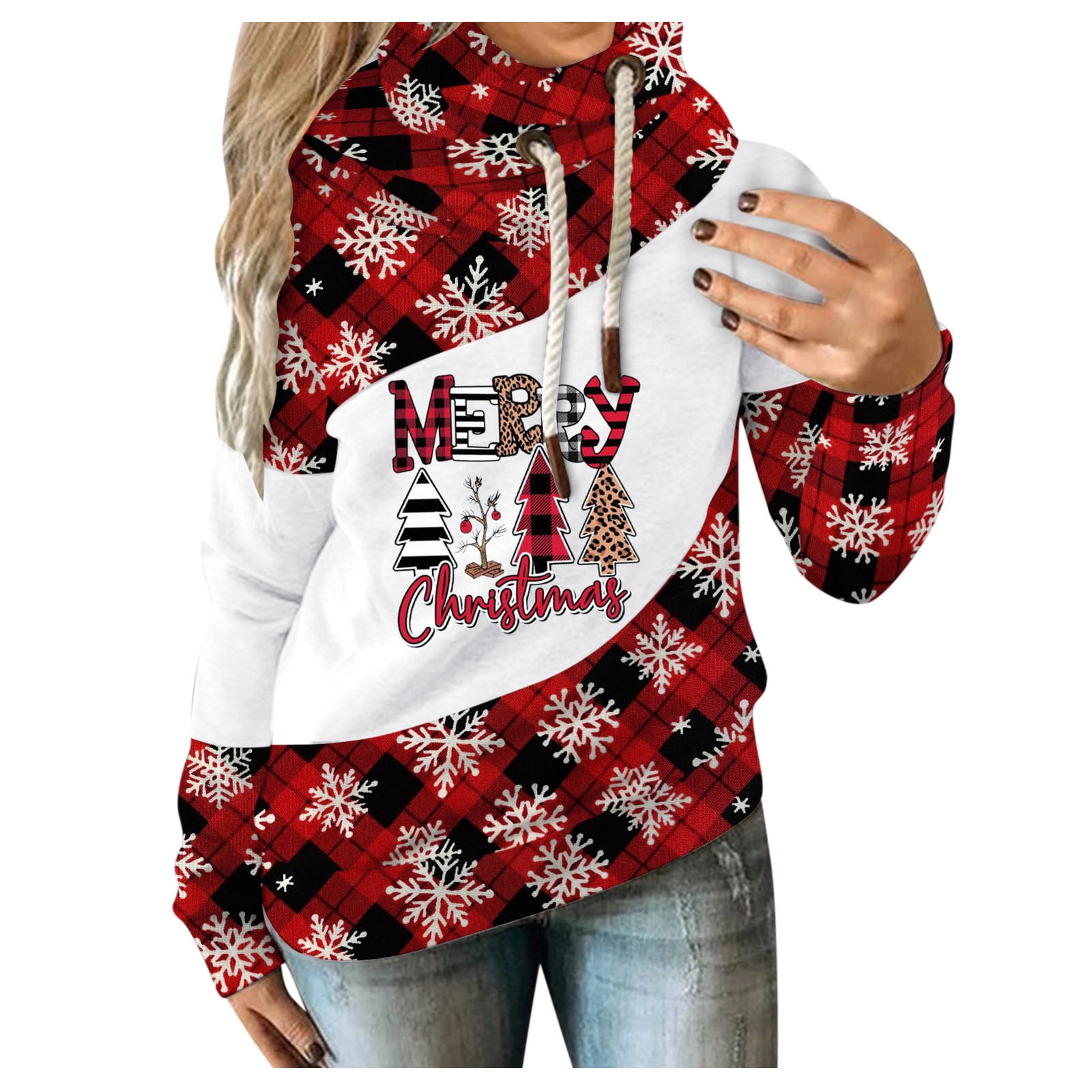 Women's Christmas Hoodie Snowflake 