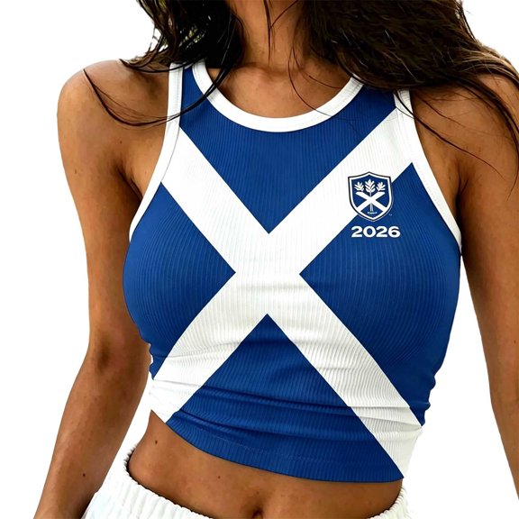Womens Tops Trendy Scotland Fan Series Sleeveless Sports Soft Couple Shirts,Blue,M