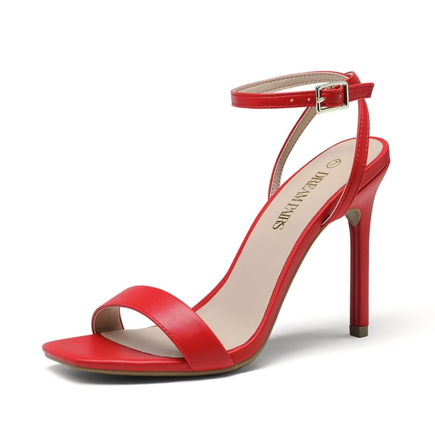 Sandalia DREAM PAIRS SDHS2214W Roja con Punta Abierta y Tacón de 10 cm
