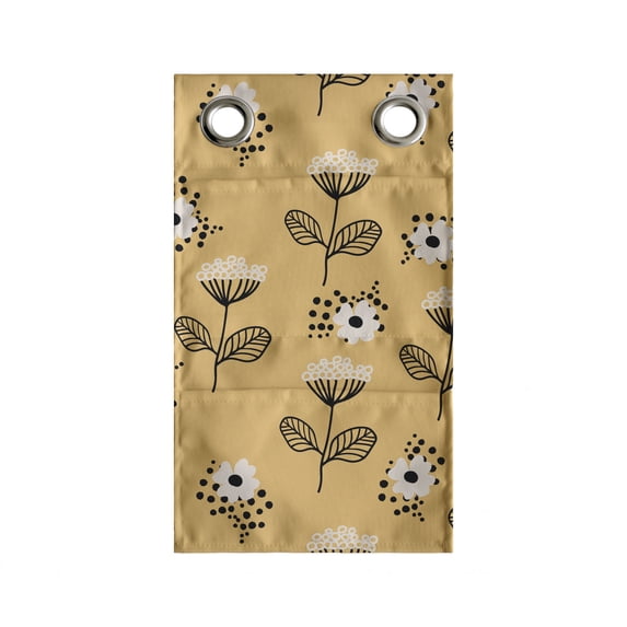 Floral Hanging Pocket Organizer, Doodle Style Flowers and Polka Dots Drawn by Hand, Printed Polyester Storage Bag with Pockets, 9" x 27", Pale Orange Umber