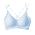 thumbnail image 4 of Bralettes con relleno Camiseta Sujetador Bralettes con cuello en V Sujetadores suaves sin aros Sujetador diario Azul, 4 of 8