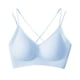thumbnail image 4 of Bralettes con relleno Camiseta Sujetador Bralettes con cuello en V Sujetadores suaves sin aros Sujetador diario Azul, 4 of 8