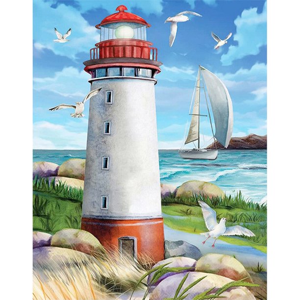 Diamond Drill Lighthouse 5D DIY Kits de pintura Full Square Wall Decor Art Crafts Hugtrwg Para estrenar