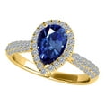 thumbnail image 3 of Aonejewelry 1 Ct. Ttw Diamond and Pear Shaped Sapphire Ring In 10K Yellow Gold, 3 of 4