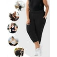 thumbnail image 4 of SHOWMALL Womens Plus Size Joggers Pants Casual Active Capri Sweatpants with Drawstring Pockets Black 2X, 4 of 7
