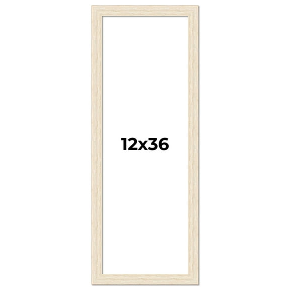12x36 Frame White Barnwood Picture Frame Includes UV Acrylic Plexiglass, Acid Free Foam Backing