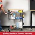 thumbnail image 3 of Rubbermaid 3-Tier Chrome Rolling Cart with Removable Wood Top, 300lb Capacity, 3 of 12