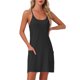 thumbnail image 1 of Camisón de mujer sin mangas con tirantes de espagueti, vestido de dormir, lencería, quimono, camiseta de noche con bolsillos, XL negro, 1 of 6