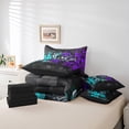 thumbnail image 4 of Erosebridal Motorcycle Motorbike Bedding Sets Twin Size,Extreme Sports Comforter Sets with Sheets,Plaid Buffalo Bed in a Bag Twin size,Super Cozy Teens Bedroom Decor,Reversible,7-Piece, 4 of 6