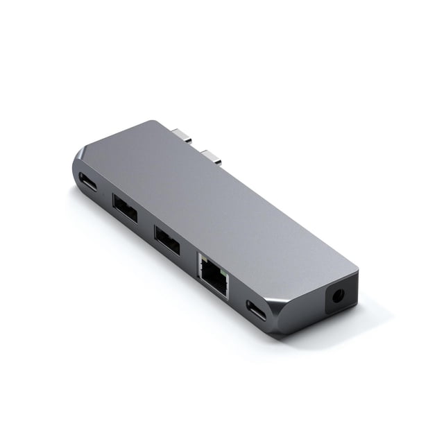 Hub Adaptador Tipo-C Satechi Gris Espacial con USB4 y Ethernet para MacBook Pro/Air