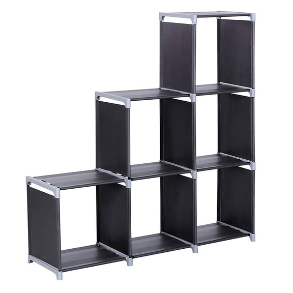 Storage Rack, Cube Organizer Shelf 3 Tiers 6 Compartments Storage Shelf Black