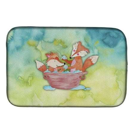 

Foxes Bathing Watercolor Dish Drying Mat