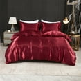 thumbnail image 2 of Move Over Burgundy Red Duvet Cover Set Twin Silk like Satin Bedding Sets Solid Color Pattern Silky Microfiber No Filling, 2 of 8