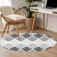thumbnail image 4 of Black Grey Boho Flowers Round Area Rug 3Ft Washable Small Circle Rugs for Kitchen Entryway, Modern Luxurious Geometric Floral Non-Slip Carpet Floor Mats Indoor Outdoor Carpet Runner Home Decor, 4 of 8