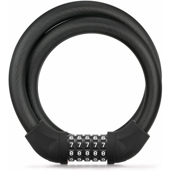 ROCKBROS Bike Lock Cable Combination Bike Lock 5 Digit Resettable Bicycle Cable Lock for Road Mountain Bike Motorcycle Scooters