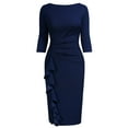 thumbnail image 3 of Miusol Women's Retro 3/4 Sleeve Ruched Elegant Business Pencil Sheath Dress, 3 of 8