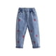 thumbnail image 1 of Odeerbi 2-6 Años Niña Vaquero Bordado Fresa Pantalón Vaquero Cintura Elástica Pantalón Vaquero Bolsillo, 1 of 3