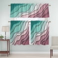 thumbnail image 5 of Geometric Abstract Curtain Valances Set Green Pink Gradient Kitchen Curtains 36&nbsp;inch Length Rod Pocket Valance and Tiers 3 Piece Set Small Bedroom Bathroom Laundry Decor, 5 of 9
