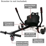 HoverTech 1 Go Cart Adjustable Seat Attachment for 6.5 Hover-Board Buggy - Black