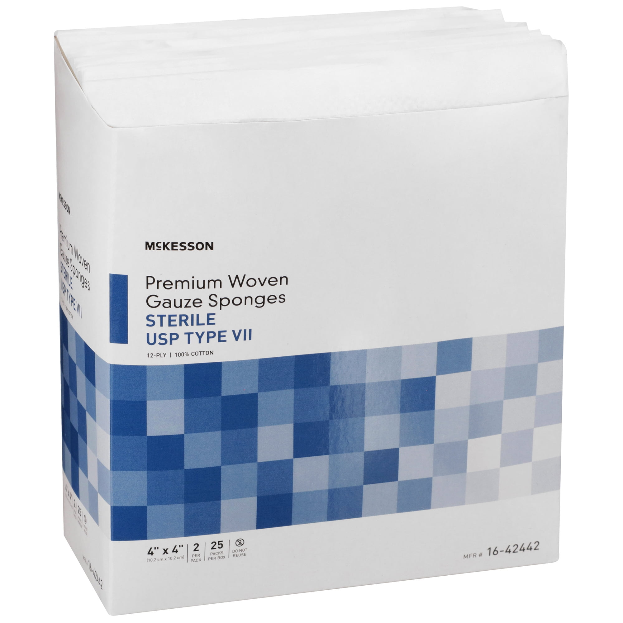 McKesson Gauze Sponges, Woven Cotton Wound Pads, 4 in x 4 in, 2 per Pack, 600 Packs, 1200 Total