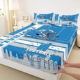thumbnail image 3 of jejeloiu Rugby Gamer Bed Sheets,Football Sport City King Sheets,Blue Gray White Sheet Set For Boys Kids,Microfiber Bedroom Decor,4pcs, 3 of 7