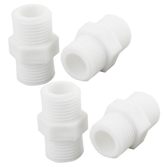 Unique Bargains 4Pcs Plastic Piping Hose Fitting Hex Nipple Connector 1/2" to 1/2" NPT