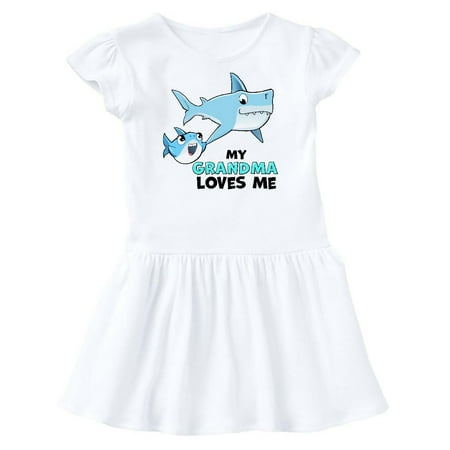 

Inktastic My Grandma Loves Me with Cute Sharks Gift Toddler Girl Dress