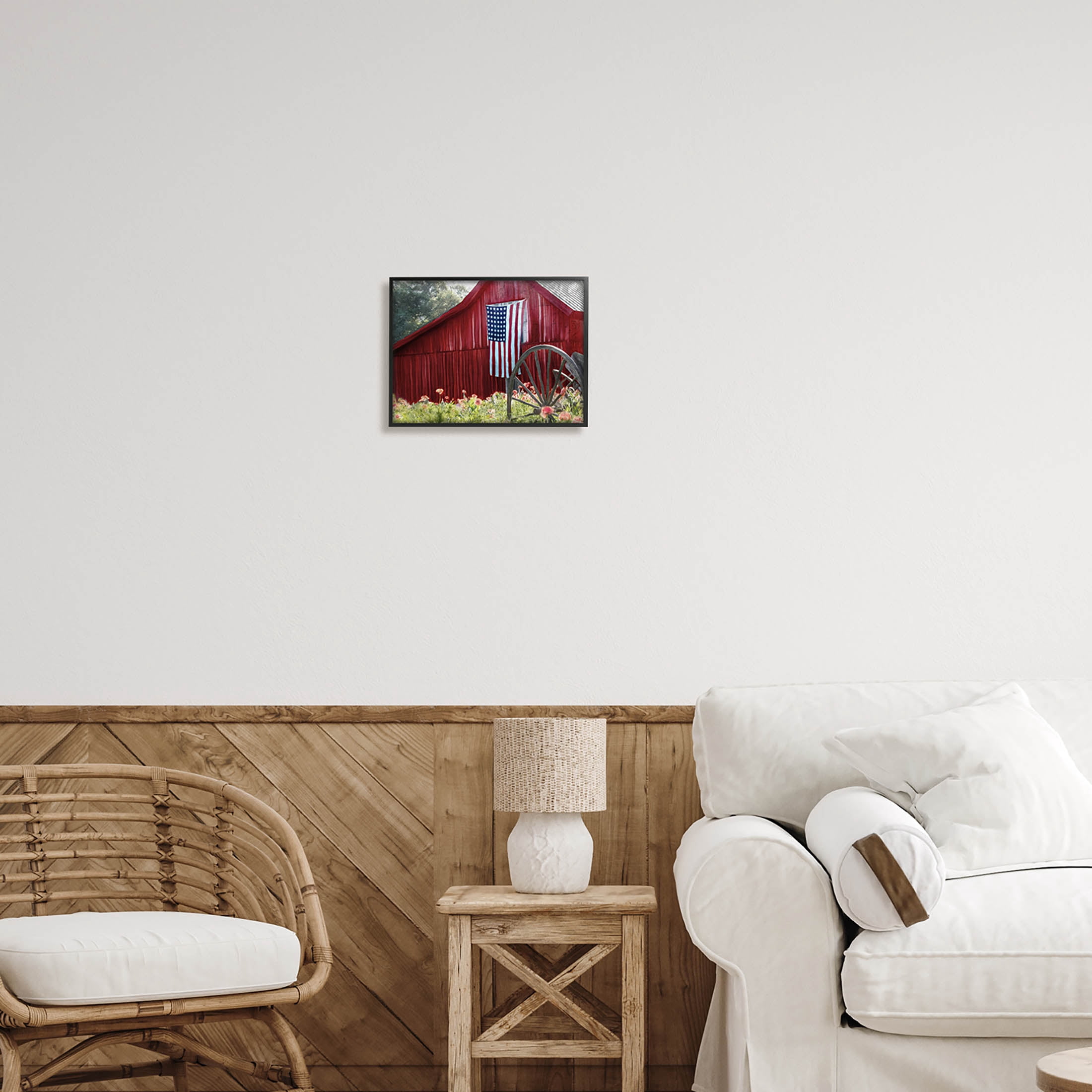 Country Farm Meadow Americana Town & City Graphic Art Black Framed Art Print Wall Art