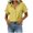 *Yellow, variant on VBVC Women's Cotton Linen Button Down Blouse , Ladies' V Neck Short Sleeve Work Shirt , Summer Loose Fit Solid Tunic Top For Women, Army Green , S-2XL
