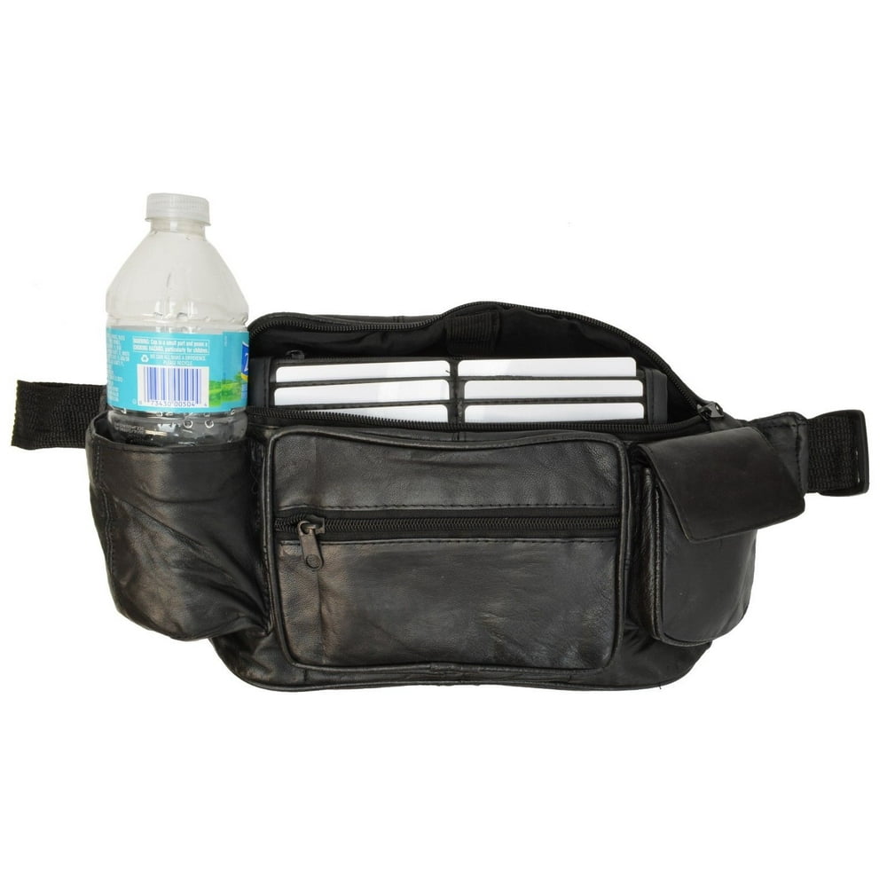 Leatherboss Jumbo Fanny pack with water bottle holder and side pocket