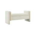 thumbnail image 2 of Orion Modern 41.7"W Teddy Upholstery Storage Ottoman Bench with Metal Accents, White, 2 of 6