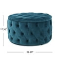 thumbnail image 6 of GDF Studio Howell Modern Glam Velvet Tufted Circular Ottoman, Dark Teal, 6 of 6