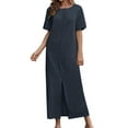 thumbnail image 1 of Robes pour Femmes 2024 Été Surdimensionnée Poche Décontractée Ample Col Rond Manches Courtes Longue Robe 50 % de Rabais Liquidation!, 1 of 6